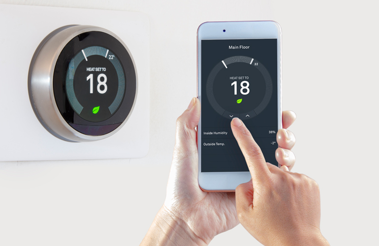 phone controlling smart thermostat